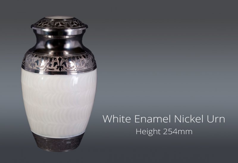 White Enamel Nickel Urn